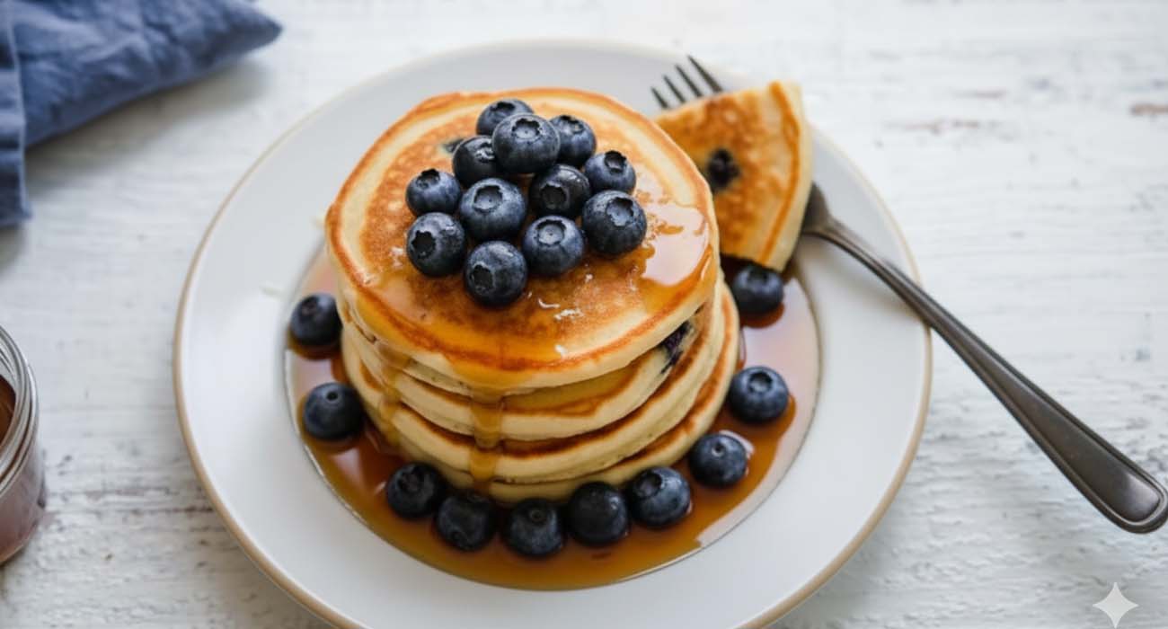 Hot cakes de mora azul